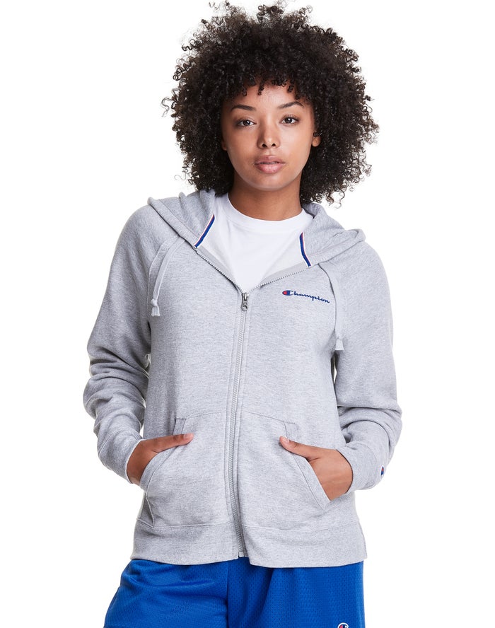 Sudadera Con Capucha Champion Mujer - Powerblend Fleece Full Zip ( Gris ) 1703486-SA